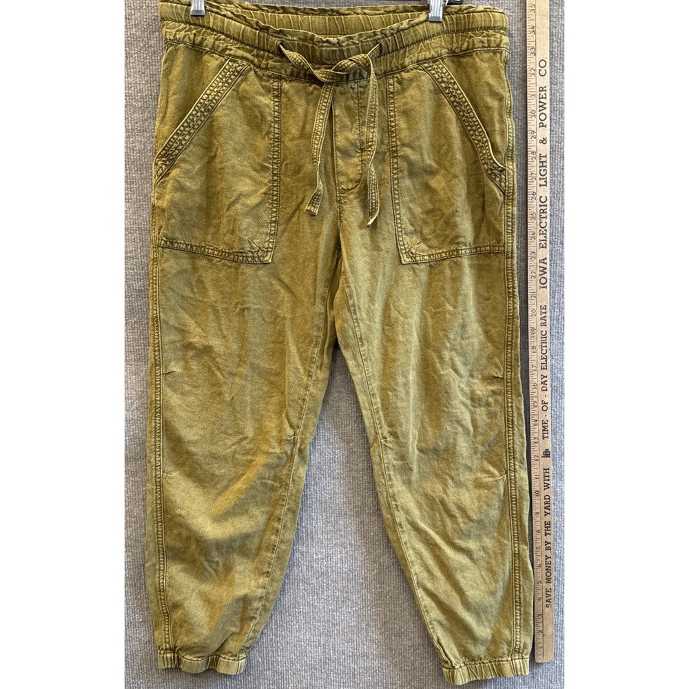 Anthropologie Women's Sz S Jogger Pants, Elastic,Linen Blend, Coastal Boho,Olive